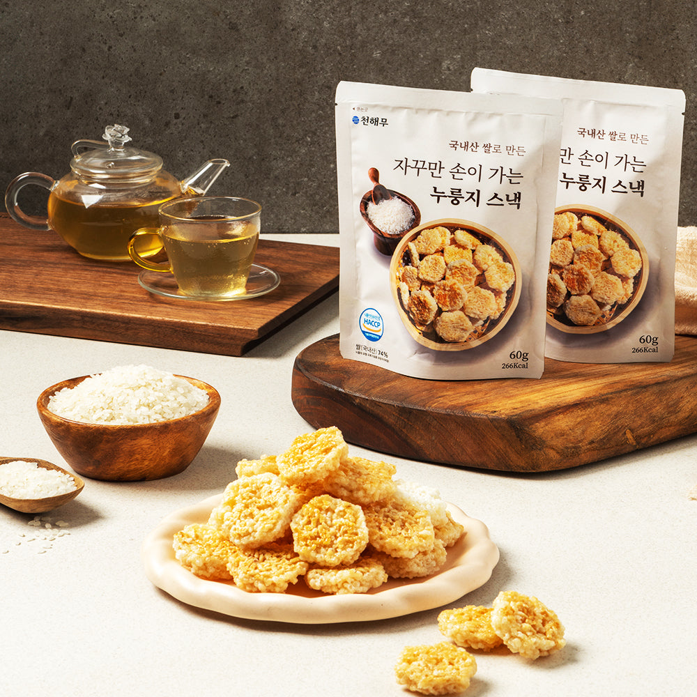 100% Korean ingredients, Mild sweet & plain taste, crispy rice (nurungji) snack 60g / 0.13lb